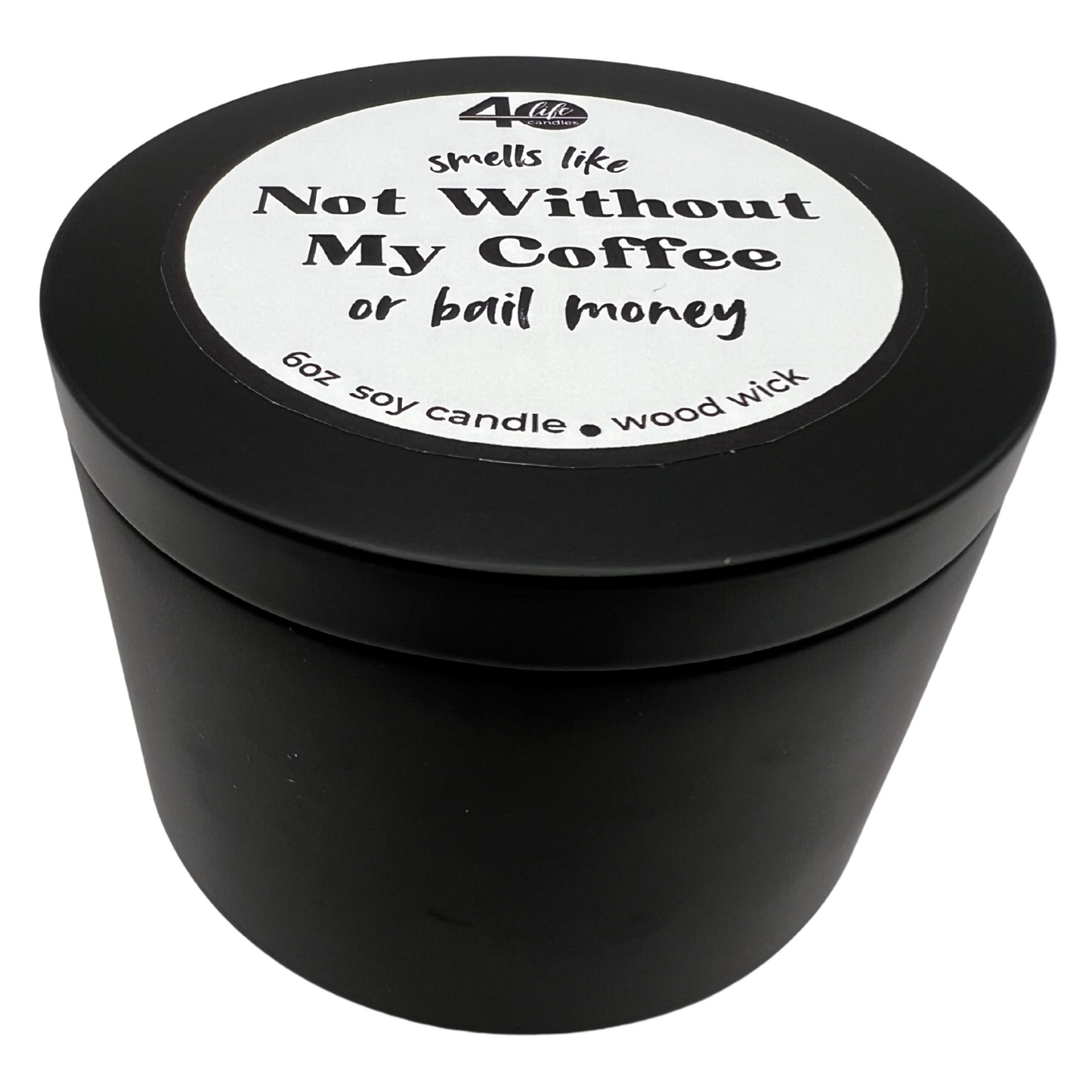 Soy Candle in sleek matte black tin container