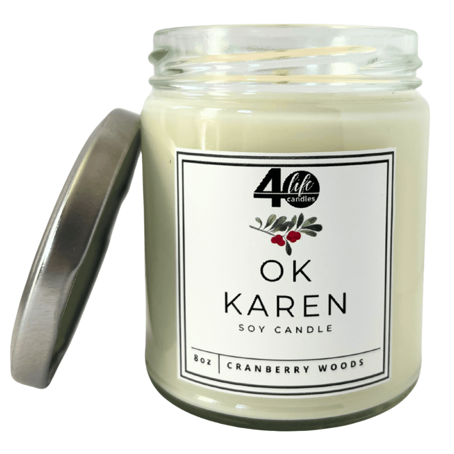 OK Karen soy candle with silver metal lid