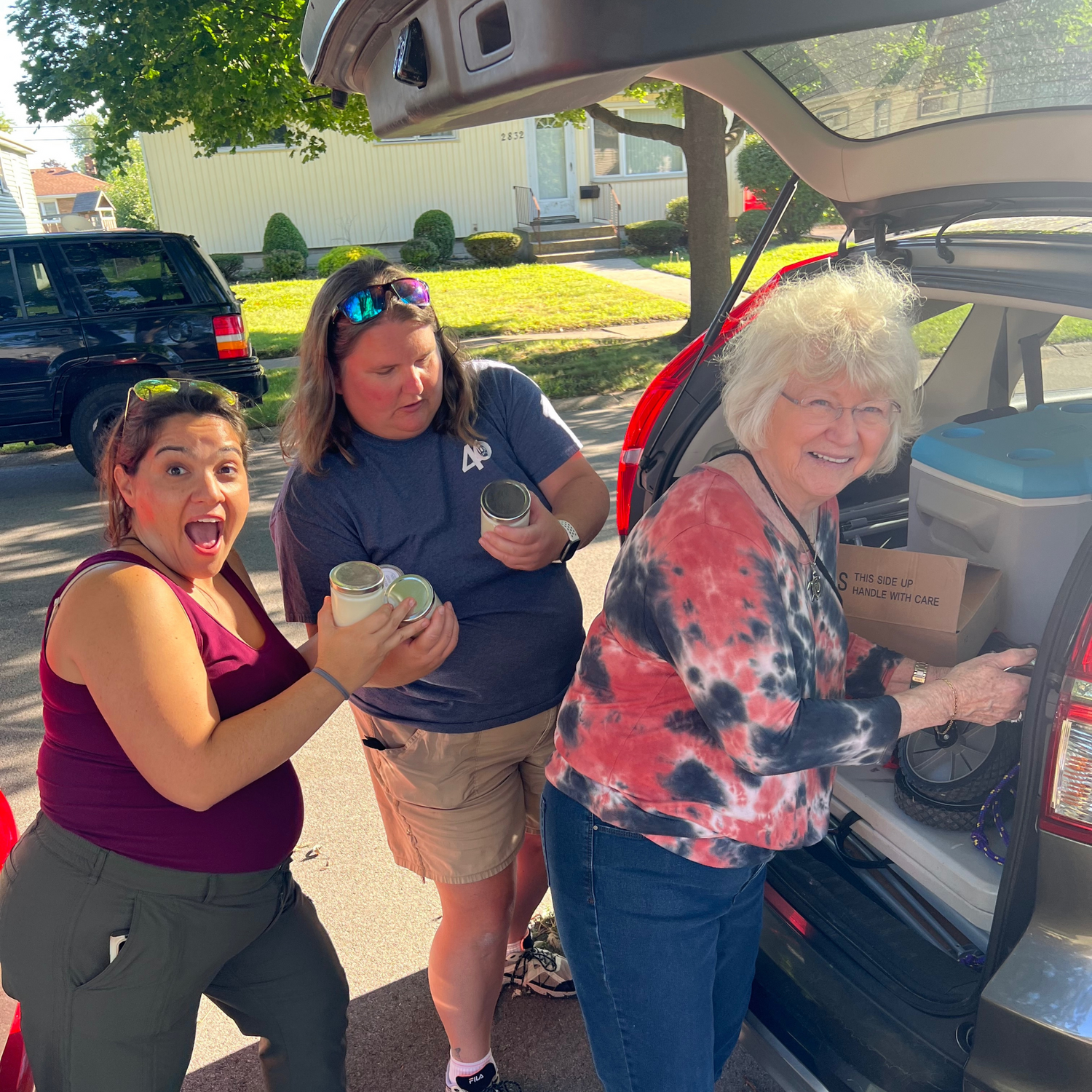 People looking at candles