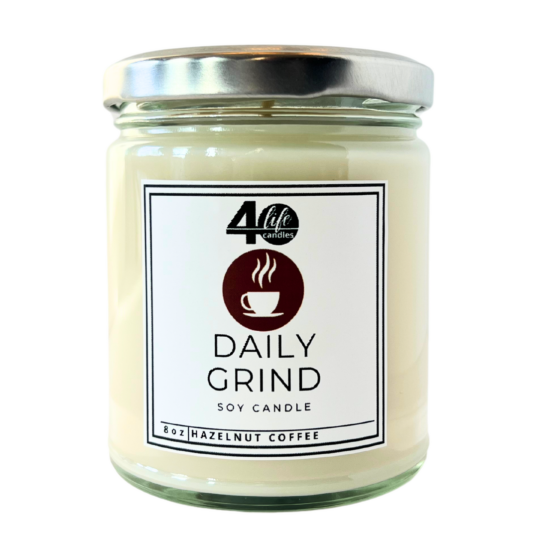 daily grind soy candle on a white background