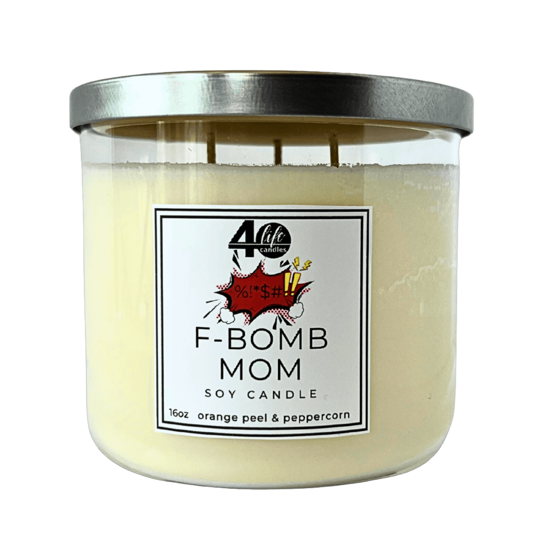 F-Bomb Mom soy candle with 3-wicks