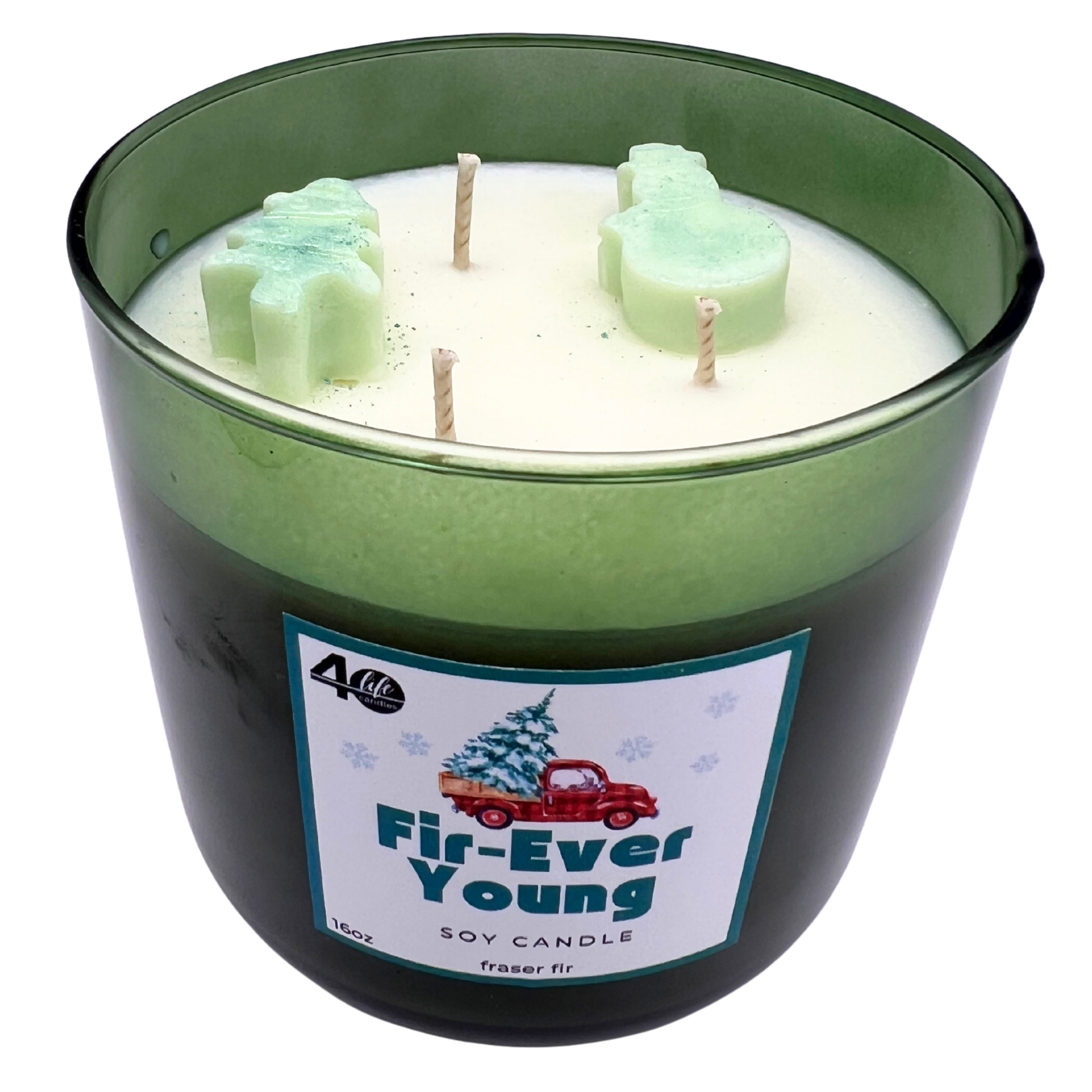 Soy Candle in forest green glass container