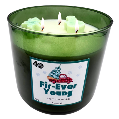 3-Wick Soy Candle in forest green jar