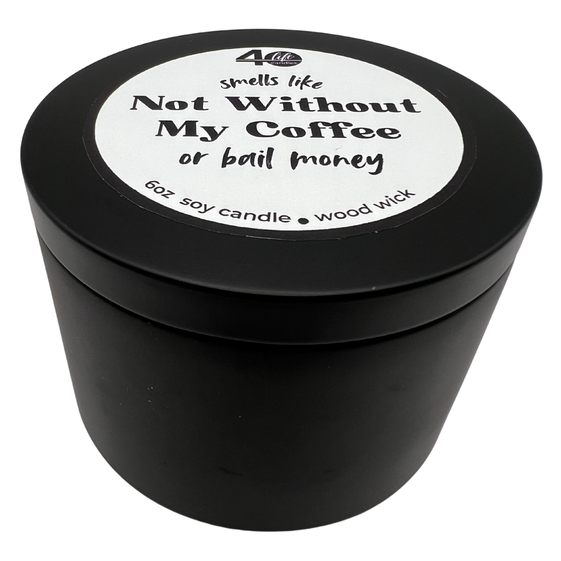 Soy Candle in sleek matte black tin container