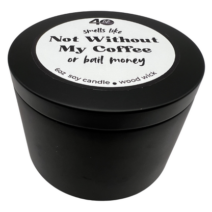 Soy Candle in sleek matte black tin container