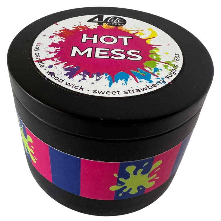 hot mess soy candle with wood wick 6oz